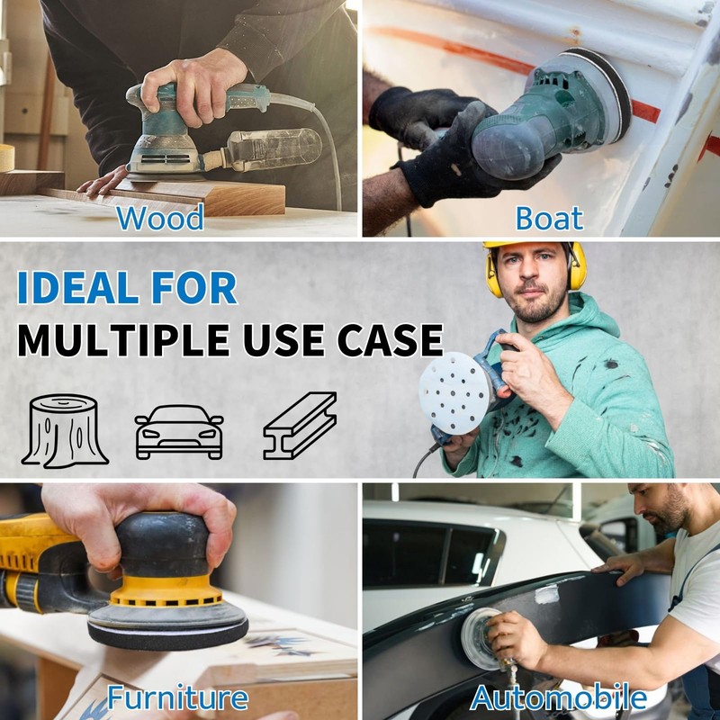 POTUINOM 5 Inch 8 Holes Foam Sanding Pads 2 Pack