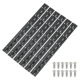 QUARKZMAN 12 Inch Continuous & Piano Bands, 6 Pieces Stainless Steel Continuous Bands with Holes for Boat Cabinets, Doors, Boxes and Furniture, Black