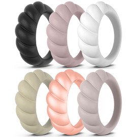 Egnaro Engagement Rings Women, Breathable Design Silicone Rings Women Wedding Bands, Stretchy Rubber Promise Rings for Gift, Anniversary Ring for Work Out