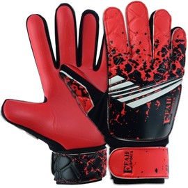EFAH SPORTS Soccer Goalkeeper Gloves for Kids Boys Children Youth Football Goalie Gloves with Super Grip Protection Palms (Size 6 Suitable for 13 to 15 Years Old, Red)