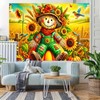 HOMETITUTE Fall Thanksgiving Banner Autumn Scarecrow Sunflower Party Backdrop Banner