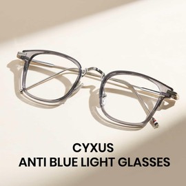 Cyxus 8235 Blue Light Cut Glasses, Non-Degree, UV Protection, Lightweight Design, Stylish, Unisex, multicolor (black / gray)