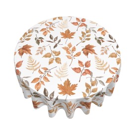 AGAYNA Fall Tablecloth Round 70 Inch Burnt Orange Watercolor Maple Leaves Table Cloth,Stain Resistance Polyester Thanksgiving Harvest Table Covers for Kitchen Dining,Small Tablecloth for Party Picnic