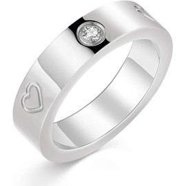 aesdox Love Ring 18K Gold/Silver/Rose Plated Cubic Zirconia Ring, Promise Ring, Wedding Ring Band Jewellery Gifts for Women Girls, Stainless Steel, Cubic Zirconia