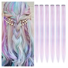 VEVE&MIKI エクステ ワンタッチ メッシュ 6本セット 単色・人工毛・55CM ウィッグ インナー ワンタッチ ストレート ロング つけ毛 発表会 パーティー ファッション 30色