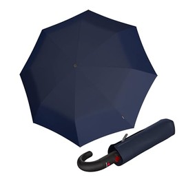 Knirps T.260 Medium Duomatic Black Pocket Umbrella - Automatic Opening and Closing - Windproof - Round Hook Handle - Navy Blue, navy