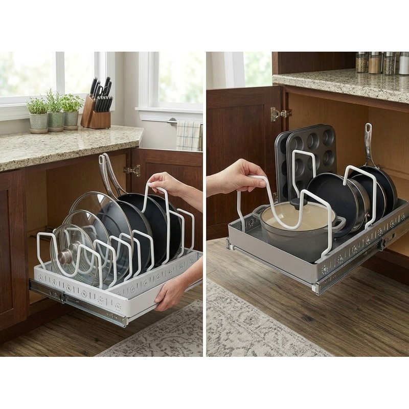 Pull-Out Kitchen Organizer for Pots & Pans – Multifunction Stainless