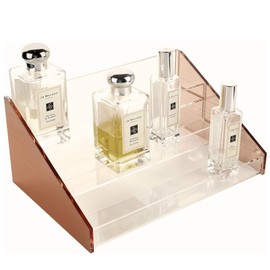 Moosy Life ML31 ピンクゴールドアクリル香水ディスプレイラック、3層