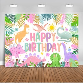Mocsicka Dinosaur Birthday Backdrop Cartoon Dinosaur Birthday Background Party Decor Dinosaur World Banner Dinosaur Theme Birthday Party Backdrop Supplies for Kids (7x5ft)