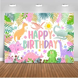 Mocsicka Dinosaur Birthday Backdrop Cartoon Dinosaur Birthday Background Party Decor Dinosaur World Banner Dinosaur Theme Birthday Party Backdrop Supplies for Kids (7x5ft)