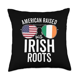American Raised With Irish Roots USA Ireland Flag Throw Pillow