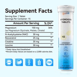 Deepure Deepure 12ppm Hydrogen Tablets - Create High Concentration H2 Drinking Water with Magnesium for Cellular Vitality & Cognitive Wellness and Powerful Antioxidants Support Brain Health