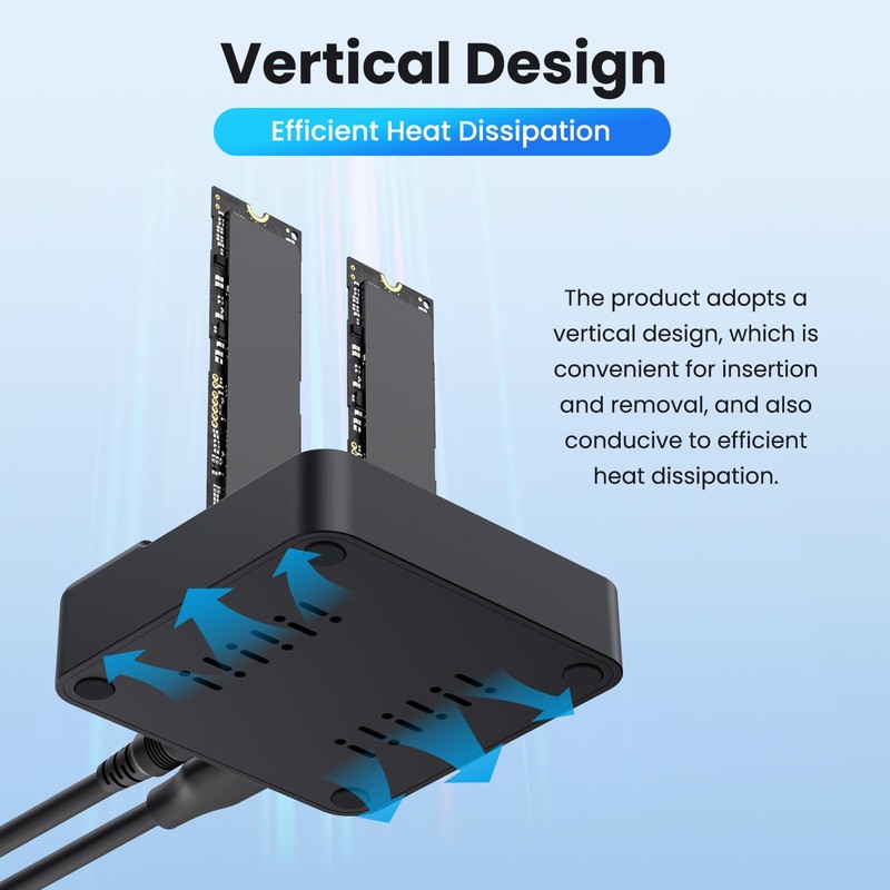 Dual Bay NVMe M.2 SSD Docking Station, USB 3.2 Gen2x2
