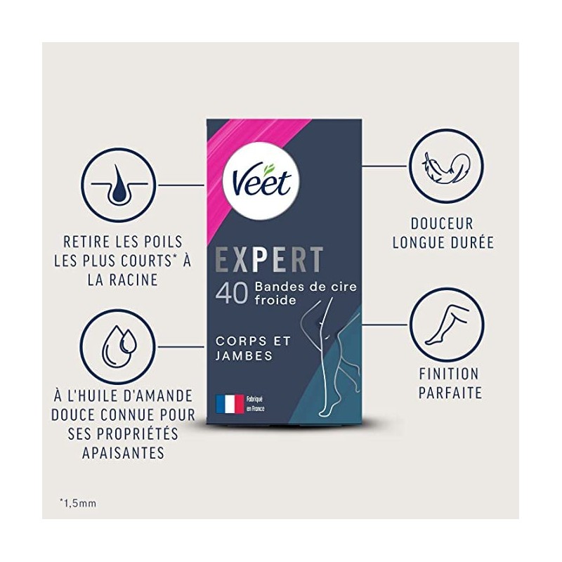 Veet Expert 80 Wax Strips for Body & Legs -