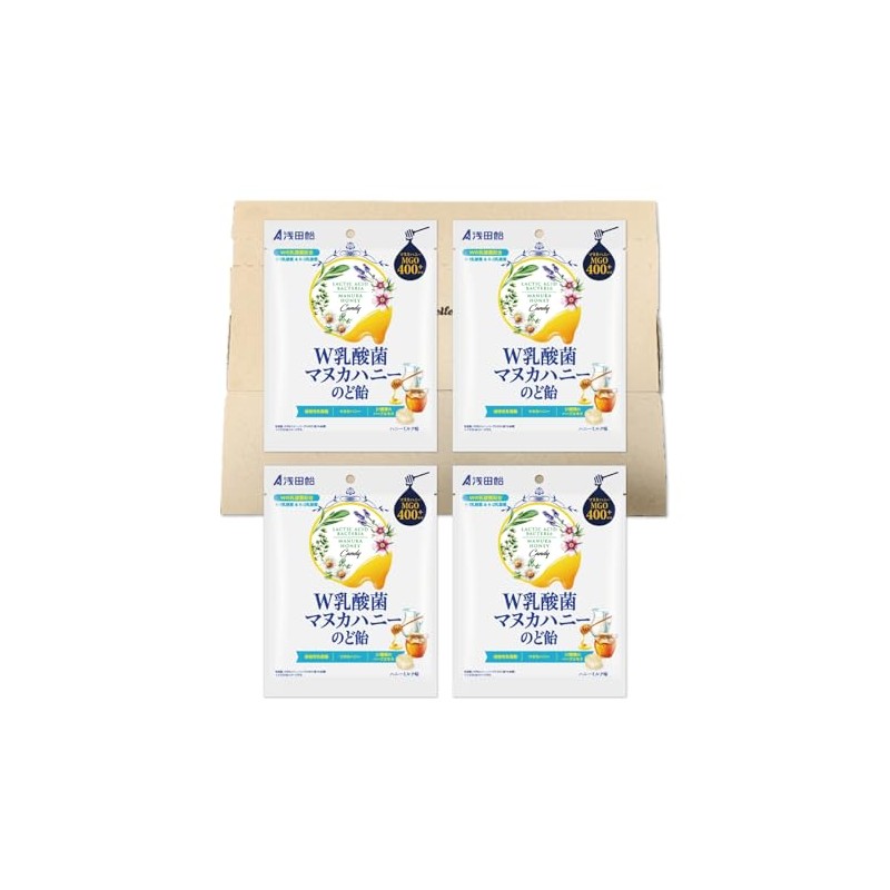 浅田飴 W乳酸菌マヌカハニーのど飴 60g ×4袋セット PSJBOX のど飴