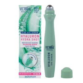 Victoria Beauty - Hyaluronic Eye Roll-On Cooling, Eye Serum Against Wrinkles and Dark Circles, Eye Roller with Hyaluronic Acid, Organic Aloe Vera, Ceramide and Niacanimide, Anti-Ageing Eye Reme, 15 ml