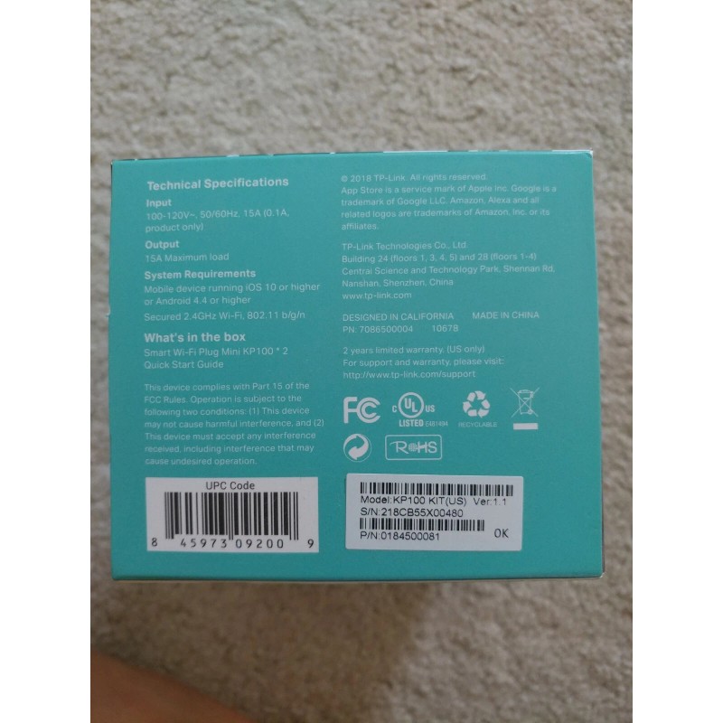 TP-LINK BRAND NEW TP-Link Kasa KP100 Smart Plug Mini, 2-Pack