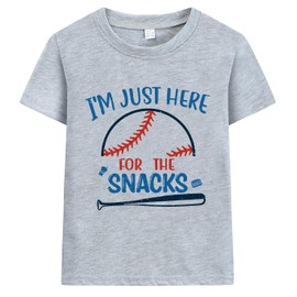I'm Just Here for The Snacks Funny Baseball Shirt Boys Season Softball T-Shirt for Kids Summer Grey Clothes 3t 4t