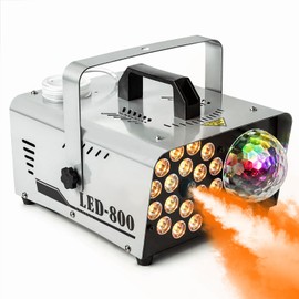 STMIDVG Fog Machine,Smoke Machine with Disco Ball Light, 800W and 4500CFM with 18 Lights 13-Color LED Effects, Fog Machine with Wireless Remote, Perfect for Haunted House, Halloween Party, Wedding