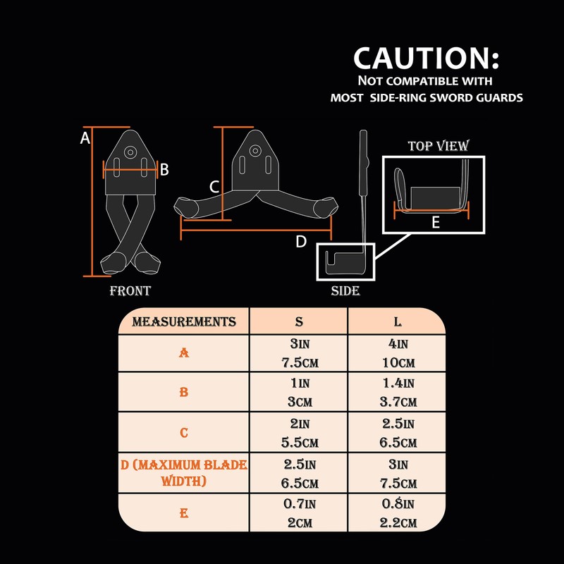 Mythrojan Metal Single Sword Wall Mounts Vertical Sword Mount Display