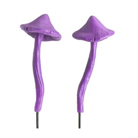 The Bridge Collection Set of 2 Purple Mushroom Garden Stakes - 5" Resin Plant Pot Decorations - Outdoor & Indoor Garden Decor
