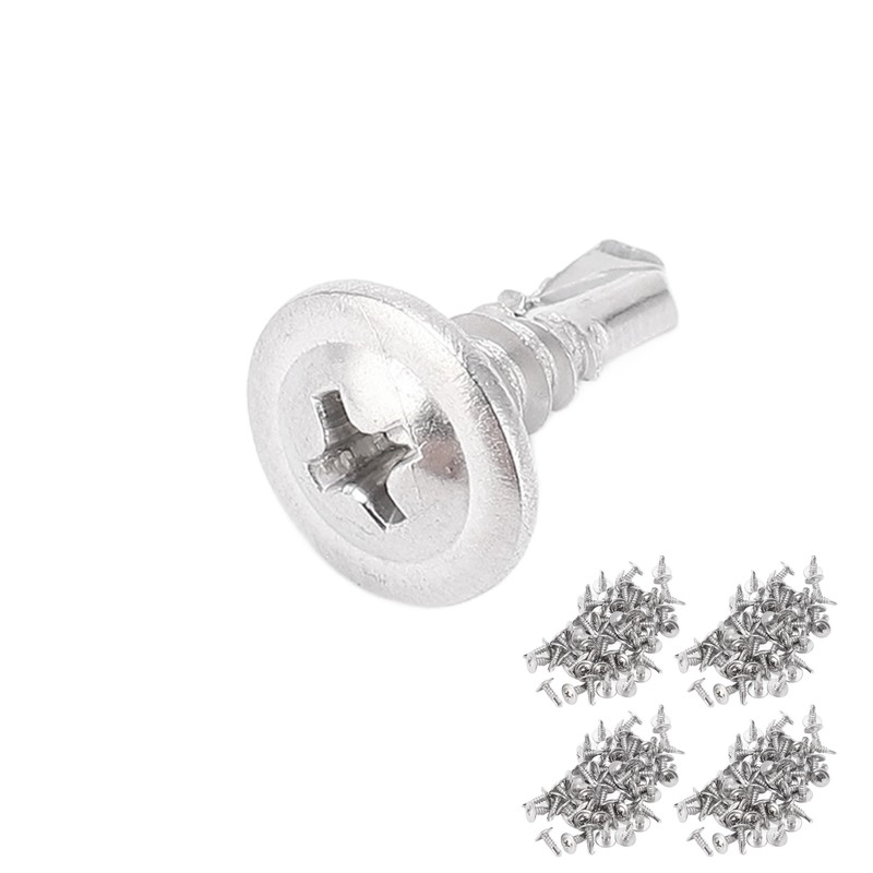 200Pcs Self Drilling Screw M4.2x13 Round Washer Head Stainless Steel