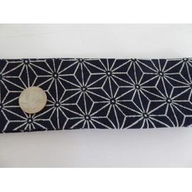 Japanese Hachimaki Headband Sushi Chief, Sports Asanoha Print Navy B Cotton/ 36"L