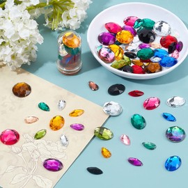 PH PandaHall Approximately 80 Pieces/Set, Rhinestone 4 Types, Decorative Parts, 2 Holes, Acrylic, Sewn Flat Back, Cabochon, Resin Enclosed, Decorative Material, For Crafts, Jelly, Accessory Parts, Handmade Material, Decorative Materials, 10 Colors