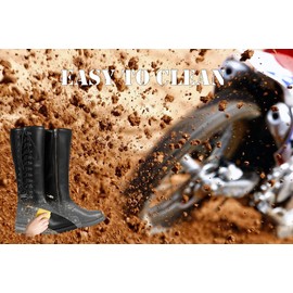 Motorcycle Boots for Women with Full Size Zipper & Lace Details, Black Motorcycle Riding Boots for Ladies with Heel, Classic Harness Design, Mid Calf