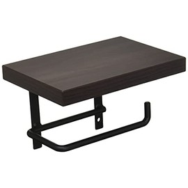 SANEI W2107-D Iron Paper Holder with Shelf and Screws, Black