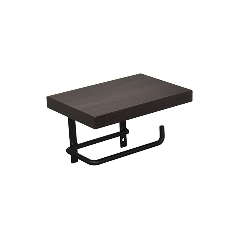 SANEI W2107-D Iron Paper Holder with Shelf and Screws, Black