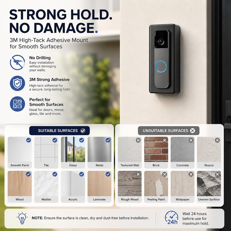 AISVAN Adhesive Mount Bracket, Compatible with Ring Battery Doorbell Pro