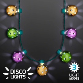 FlashingBlinkyLights Light Up Disco Lights Mardi Gras Party Necklace