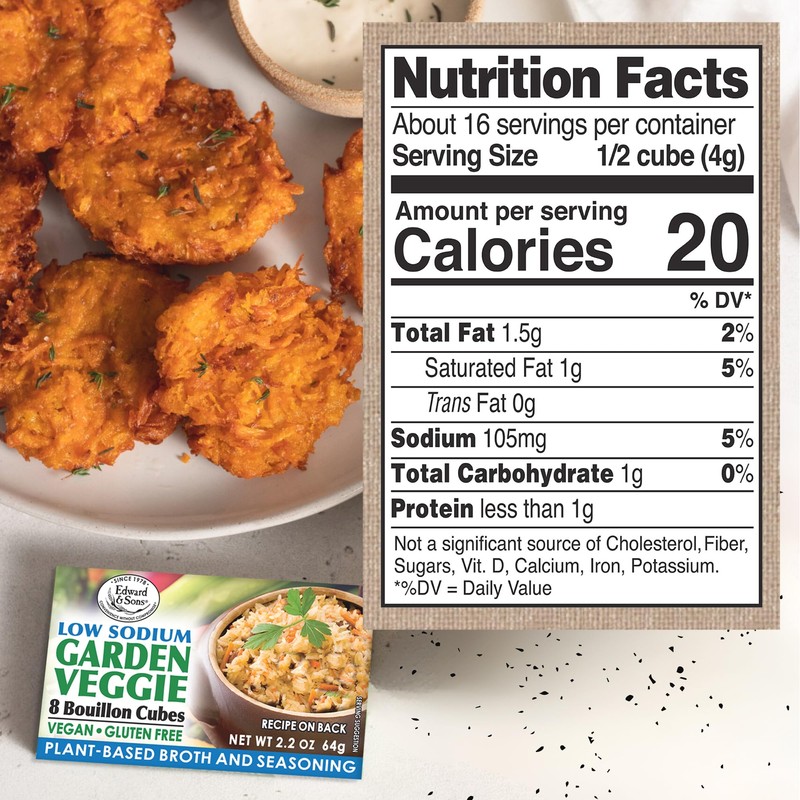 Edward & Sons Low Sodium Garden Veggie Bouillon Cubes -