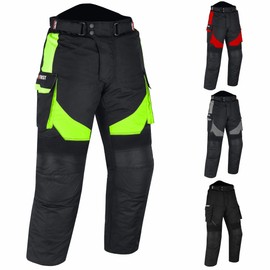 Motorbike Trouser Motorcycle Waterproof Pants Big Pocket Pants Removable Corduroy Textile Long Pants Armor Armored (3XL, Green)