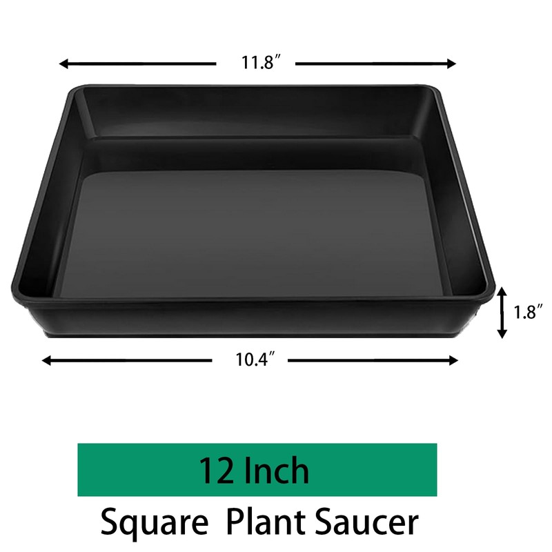 Tectsia Square Plant Saucer 12 Inch 5 Pack, 8 10