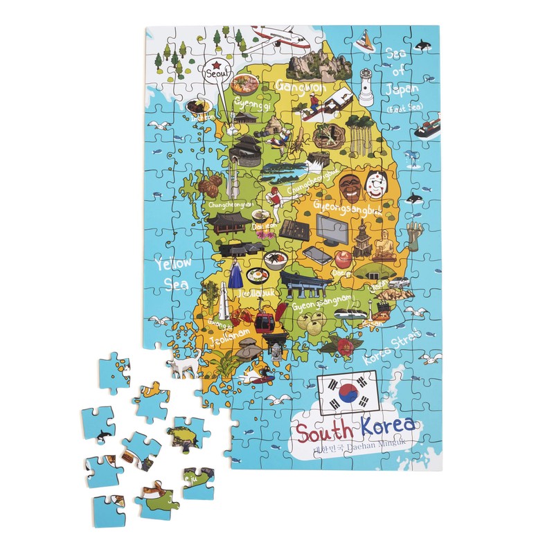Terra Puzzles South Korea Map Wooden Jigsaw Puzzle 152 Piece,