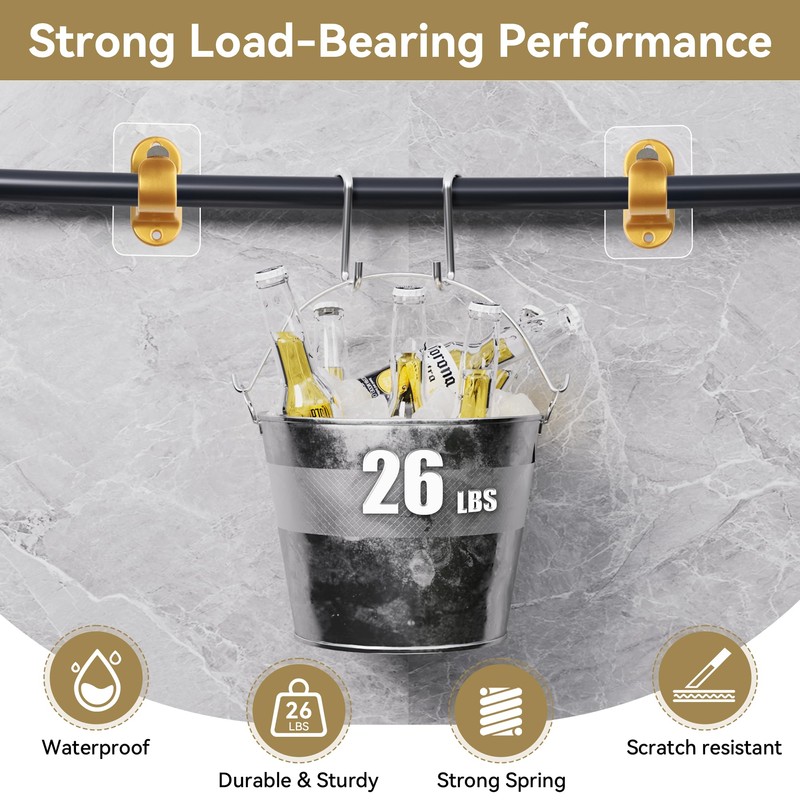 ANDGOO 6 Pack Curtain Rod Brackets No Drilling, Gold Curtain