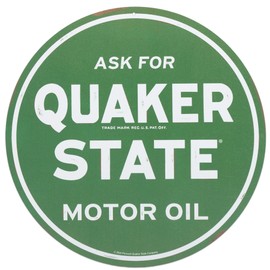 Quaker State Motor Oil Round Metal Sign - Vintage Quaker State Wall Decor for Man Cave, Garage or Shop