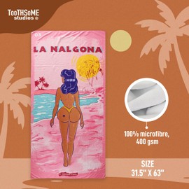 Toothsome Studios La Nalgona 31.5" x 63" Mexican Lottery Oversized Microfiber Beach Towel Quick Dry Pool Travel Cruise Camping Essentials (LaNalgona)