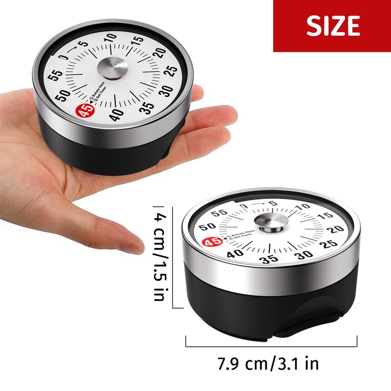 Visual Kitchen Timer, 60 Minute Mechanical Timers for Home Cooking
