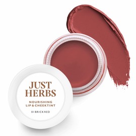 Just Herbs Organic Creamy Matte 3 in 1 Lip & Cheek Tint, Blush For Women - SLS ,Chemical & Paraben Free - 0.14 fl. oz. (Brick Red)