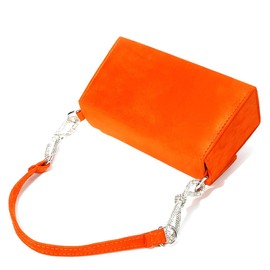 TQUXNGA Abendtasche mit schimmernden Strasssteinen, Schleife, französisch inspiriert, kleine quadratische Handtasche für besondere Anlässe, Orange