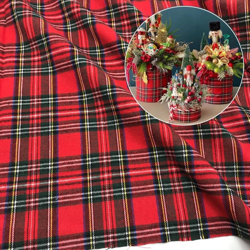 Red Christmas Plaid 4.5oz Shirting Flannel Fabric for Festive Family