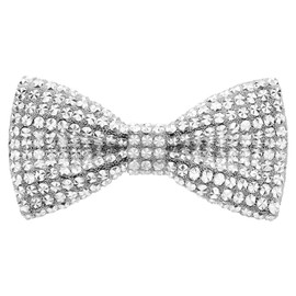 HOULIFE Rhinestone Bow Tie for Men Diamond Bow Tie Pre-Tied Sequin Bow Tie Adjustable Crystal Bow Ties for Wedding Party Banquet, white 1