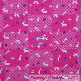 Kona Bay Fabrics BonEful FABRIC FQ Cotton Quilt Pink White Purple Easter Flower Bunny Block Check