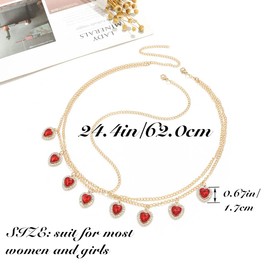 Woeoe Crystal Hair Chain Gold Layered Headpiece Love Pendant Festival Prom Costume Head Chain Jewelry for Women and Girls