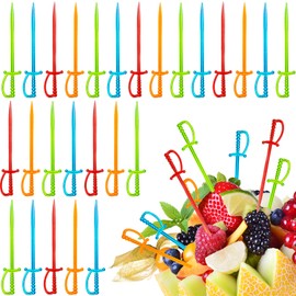 1000 Pieces Plastic Cocktail Swords Picks Fruit Drink Picks Bulk Colorful Appetizer Skewers Toothpicks Pack for Pirate or Under the Sea Themed Family Party Bar