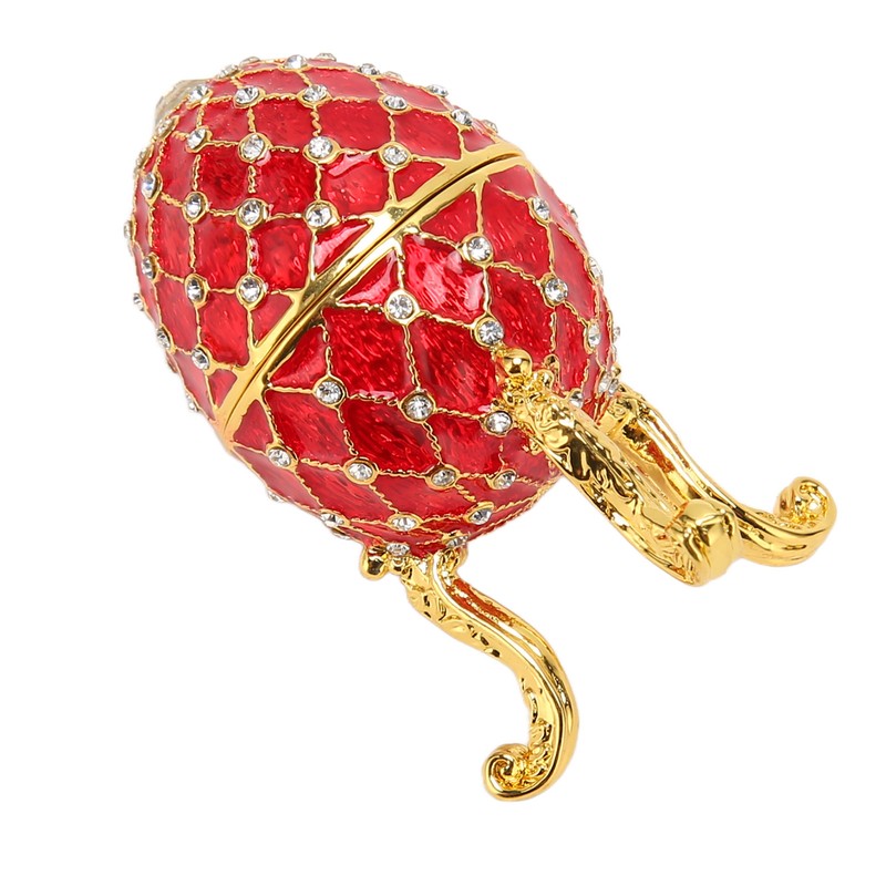 Egg Shaped Trinket Box Zinc Alloy Hinged Jewelry Ring Holder