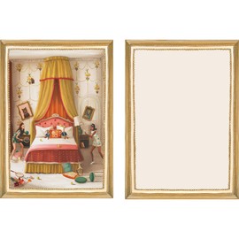 Hester & Cook Janet Hill Blank Boxed Cards - Blank Home Greeting Cards with Gold Border Boxed Set with Envelopes 6 Each - Made in USA
